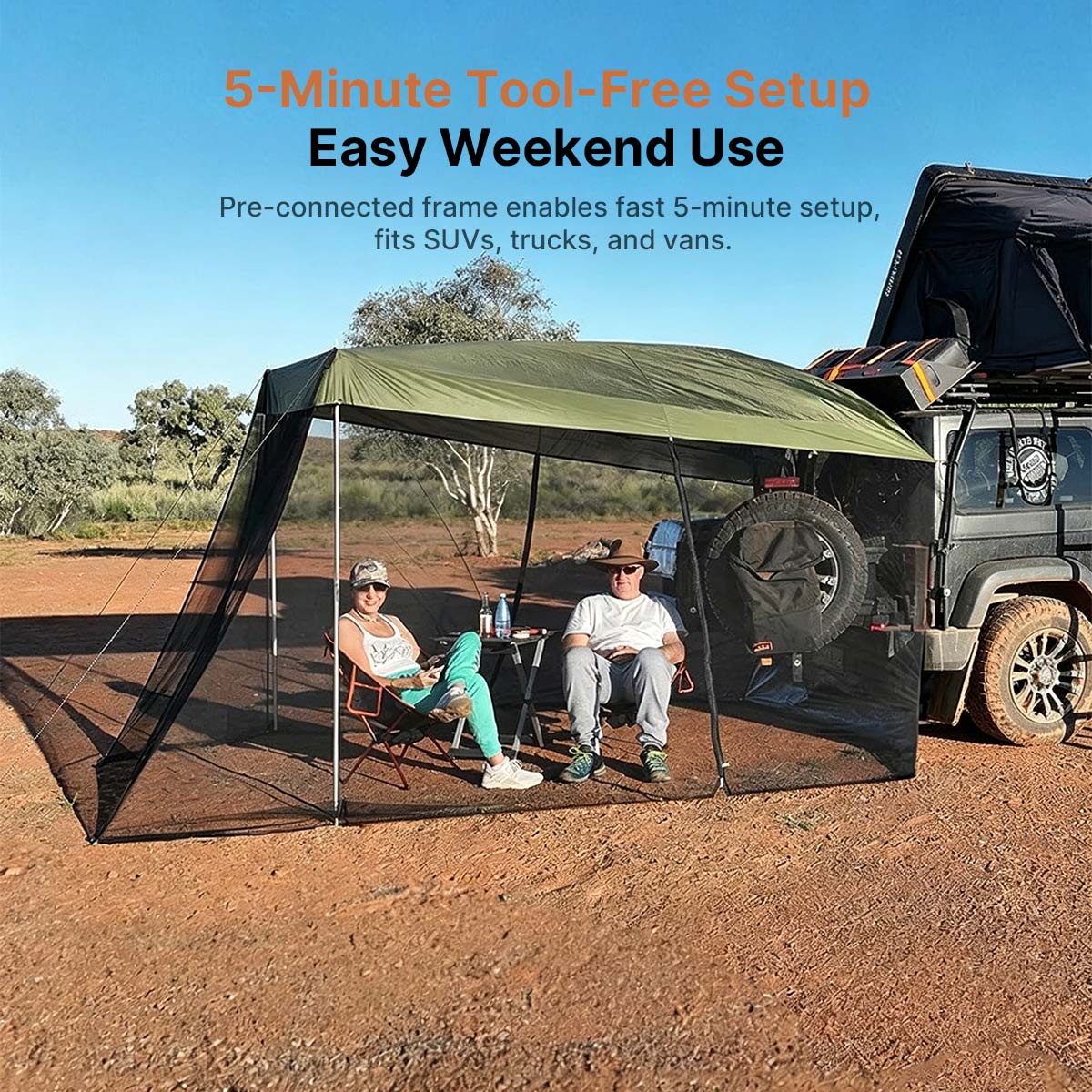 SUV Trunk Canopy Tent – Mosquito Net Sunshade Waterproof Car Shelter | Traverseon