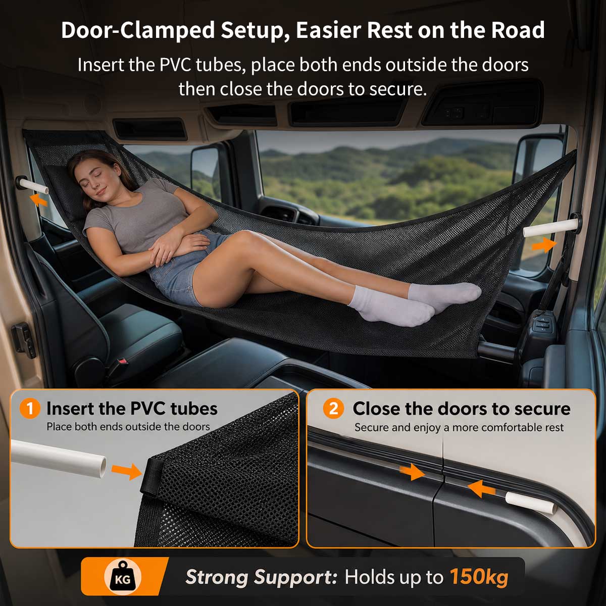Truck Cab Hammock – 330 lb Adjustable Semi Truck Rest Bed | Traverseon