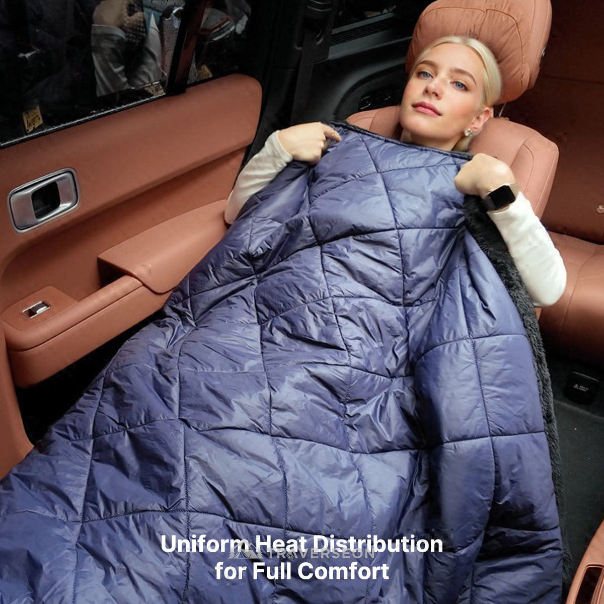 12V Car Heated Blanket β 145 Γ 100 cm Electric Travel Blanket | Traverseon
