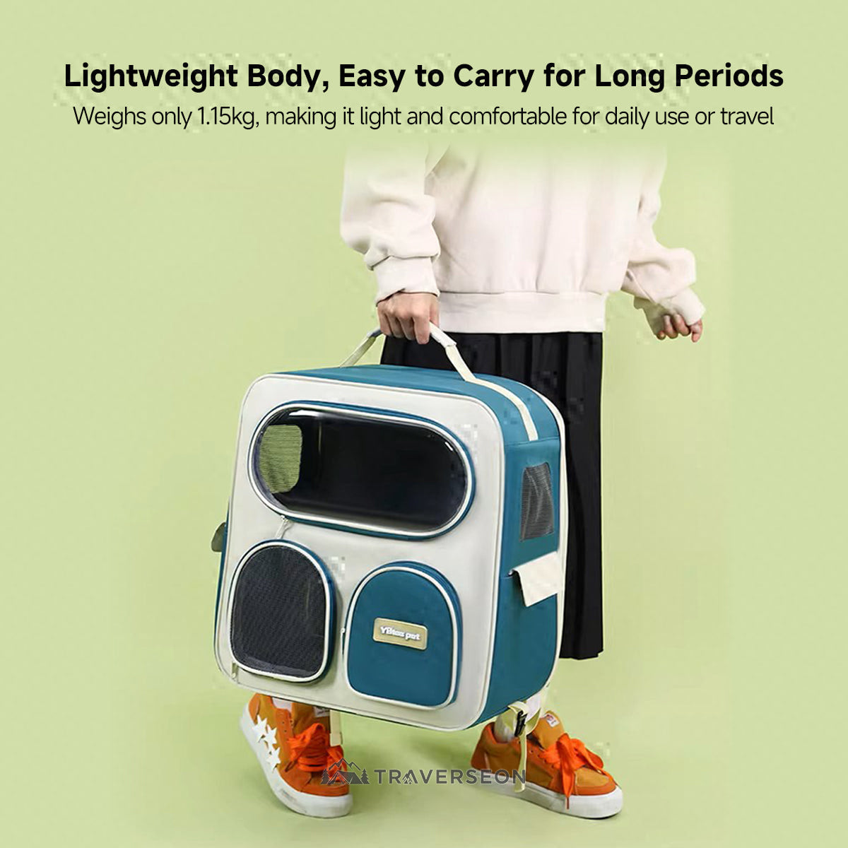 3-in-1 Detachable Lightweight Pet Rolling Carrier - Travel Bag for Cats & Dogs Up to 18 lbs | Traverseon