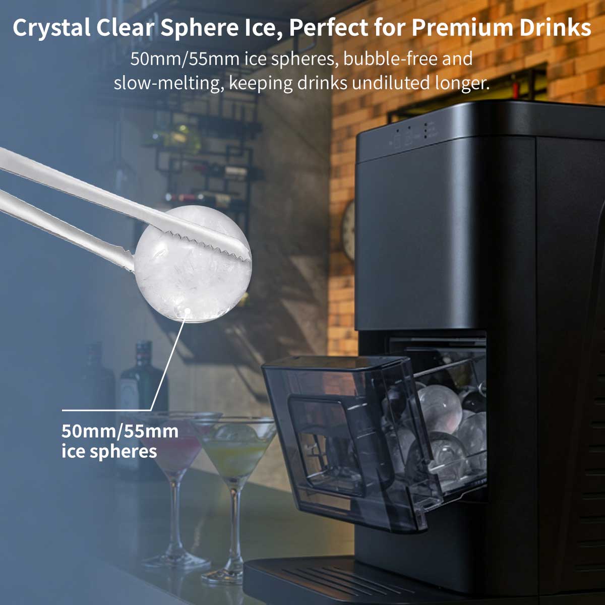 Clear Sphere Ice Maker β One-Touch Self-Cleaning Portable Countertop Machine | Traverseon
