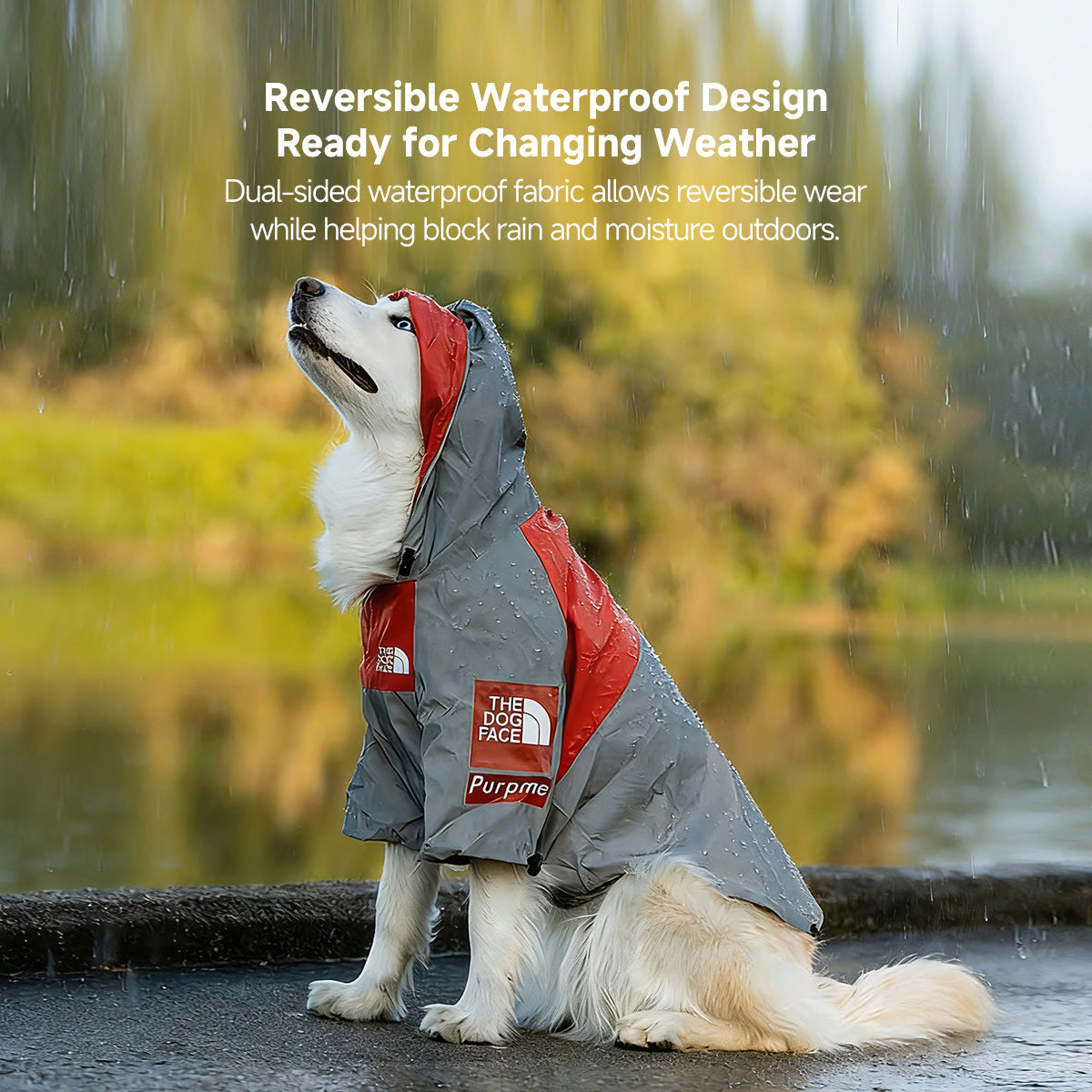 Reflective Waterproof Dog Jacket – Reversible Raincoat, Adjustable Fit S–5XL | Traverseon