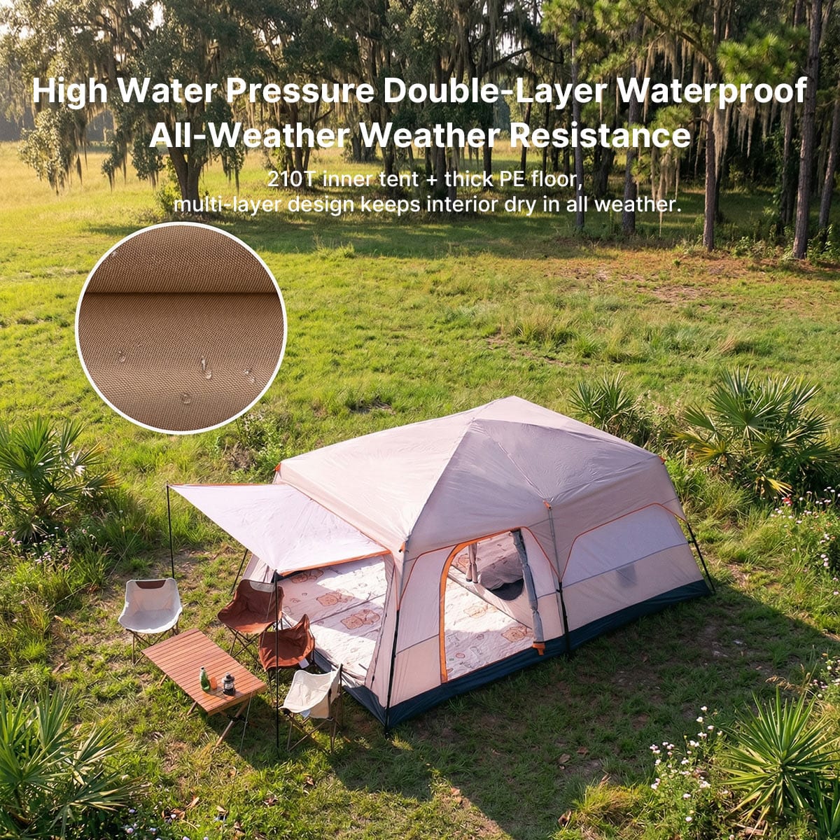 12 Person Family Camping Tent – 14.1 × 10 ft, 3-Room Waterproof | Traverseon