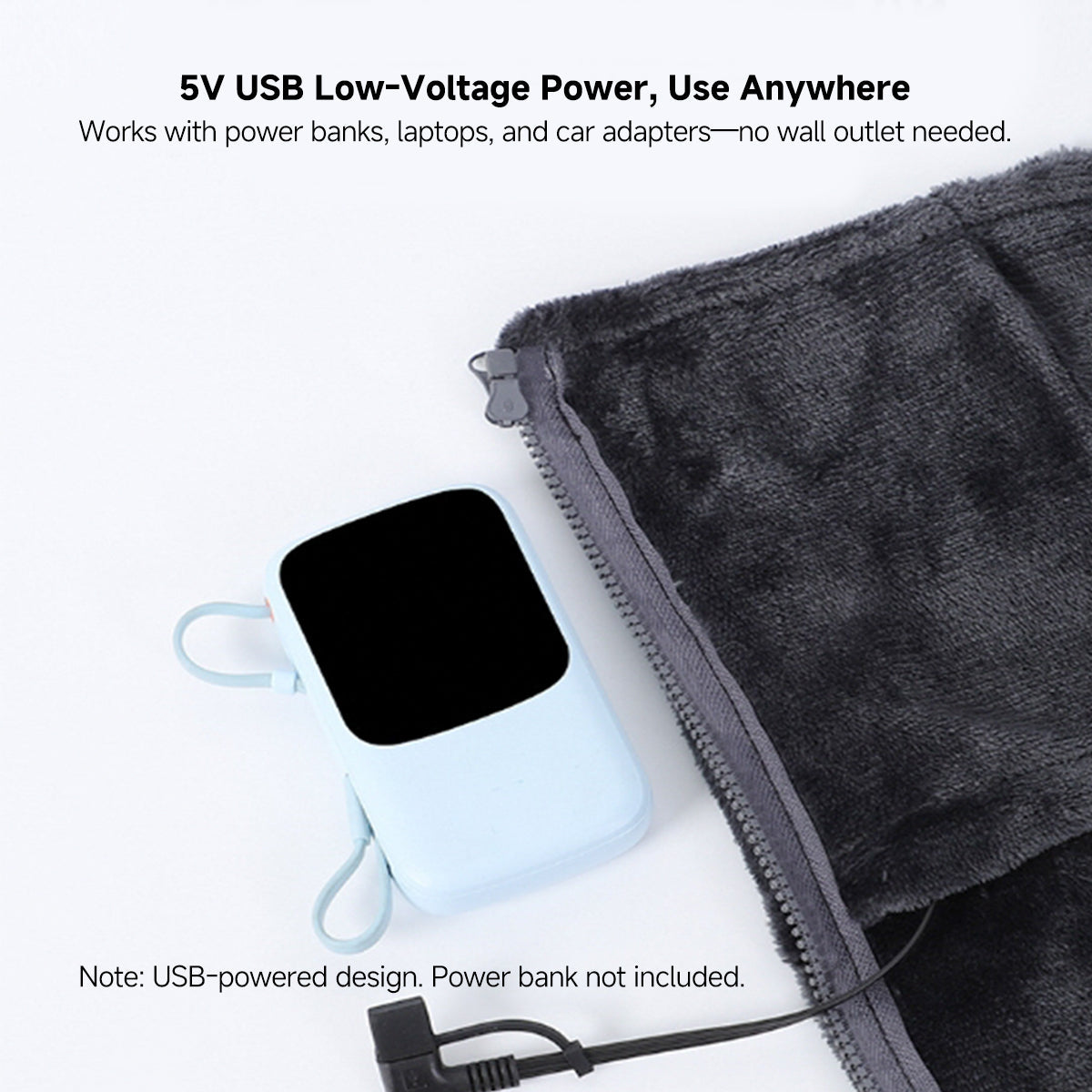 USB Heated Shawl Blanket – 3-Level Rapid Heating, Wearable & Washable for Home Office Camping | Traverseon