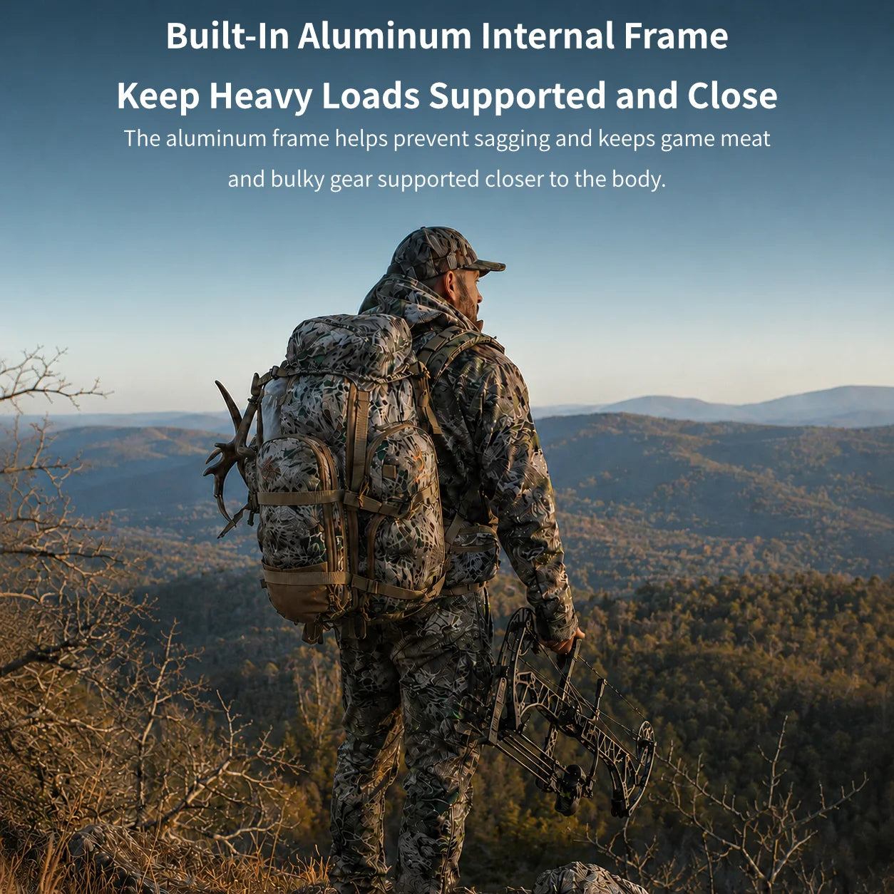 65.5L Camo Framed Hunting Backpack – 88 lb Max Load Meat Hauler | Traverseon