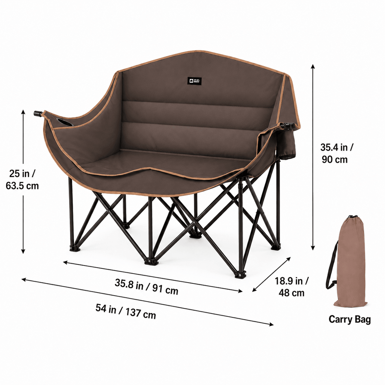 Double Camping Chair – 440lbs Heavy Duty with Cup Holder for Outdoor Camping| Traverseon