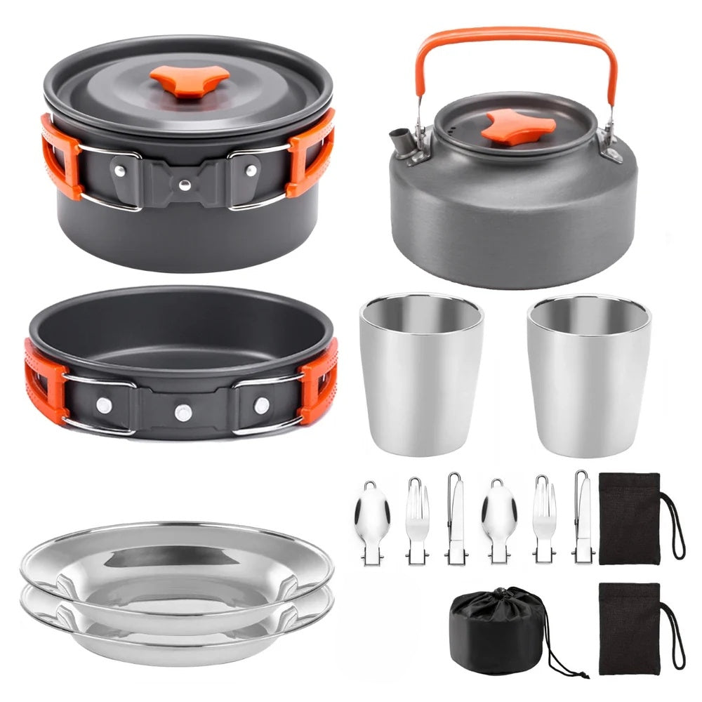 Camping Cookware Set – 2-3 Person Outdoor Pots & Tableware | Traverseon