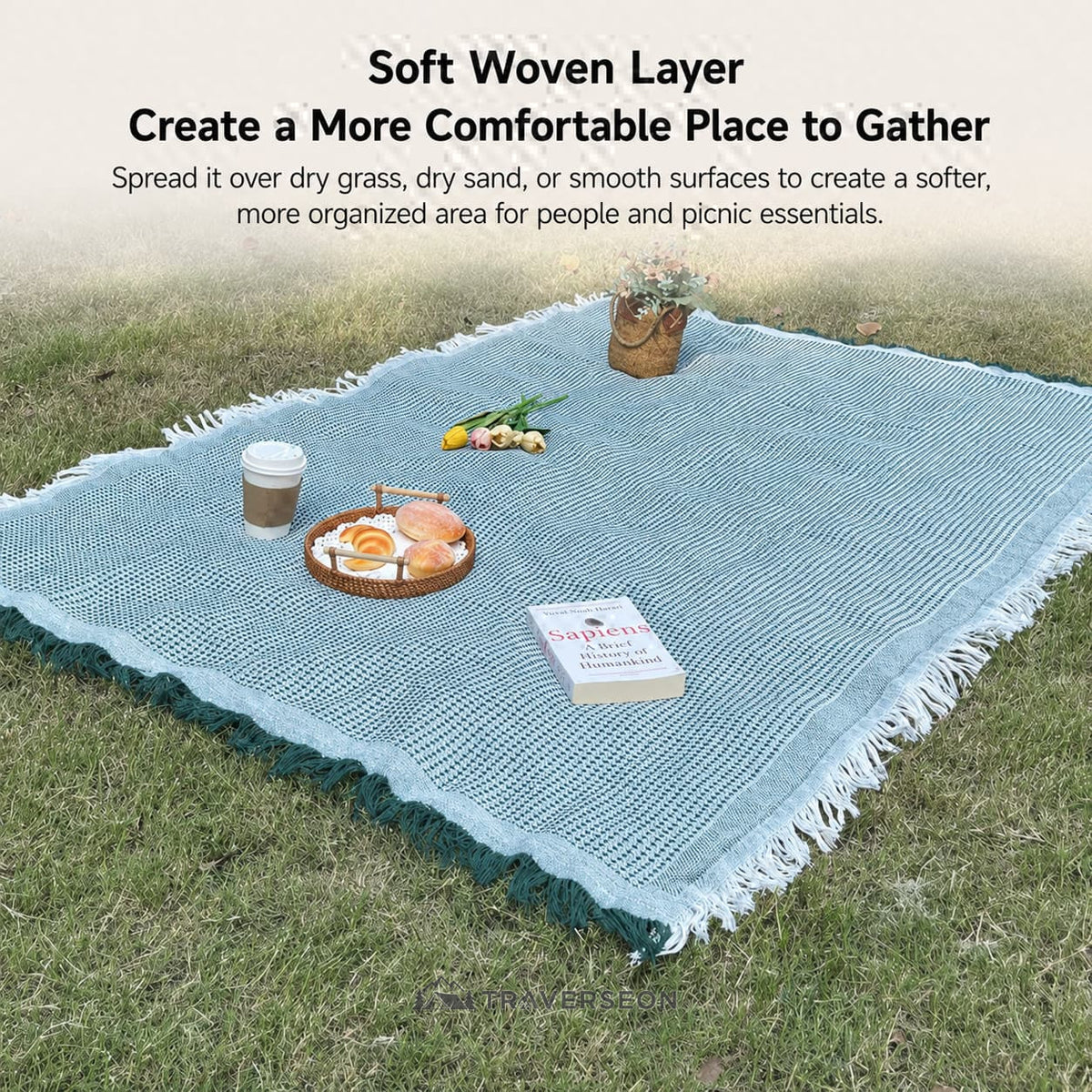 3-Season Woven Picnic Blanket – 9 Sizes for Indoor-Outdoor Use | Traverseon