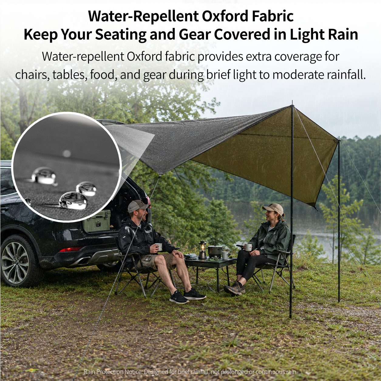 SideMount Dual-Use Car Awning — 2 in 1 Rear & Side Setup, Leak Resistant, Windproof Stable, All Weather Portable | Traverseon
