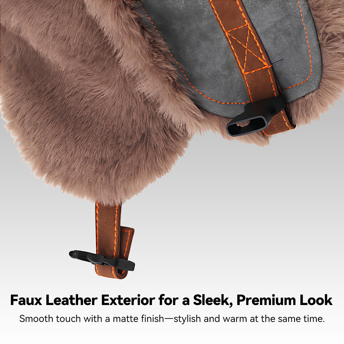 3-Way Winter Trapper Hat with Ear Flaps, Fleece-Lined Faux Leather Cold Weather Hat | Traverseon