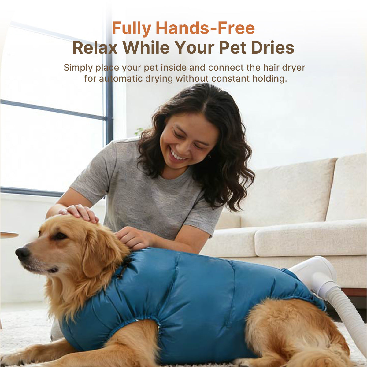Dryer Dog Pet Drying Bag – 360° Circulating Hair Lock Hands-Free | Traverseon