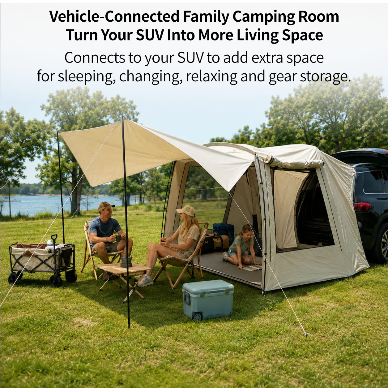 SUV Tailgate Tent Canopy – Leak Resistant 210T 3000 Waterproof UV Protection for Car Camping | Traverseon