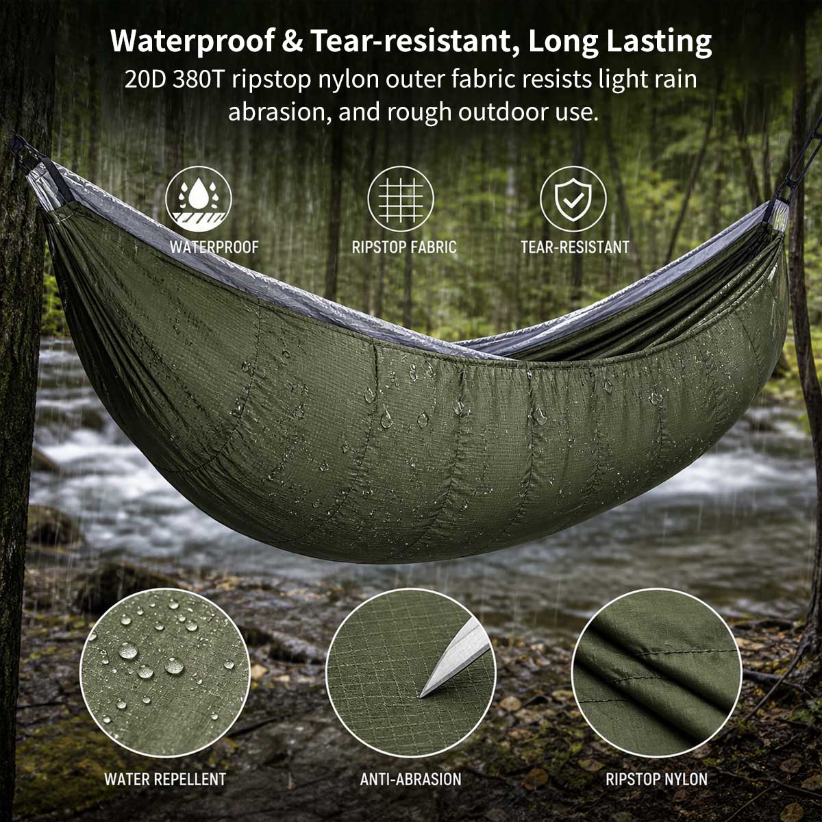 Camping Hammock Underquilt – 41–59°F, 2.76 lb Windproof Quilt | Traverseon