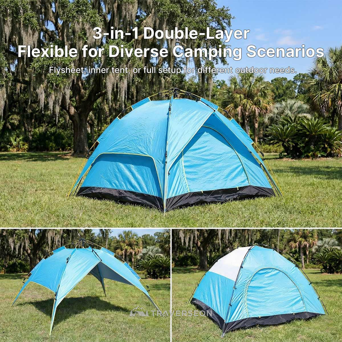 2 Person Instant Pop Up Camping Tent – 3s Setup, Double Layer | Traverseon