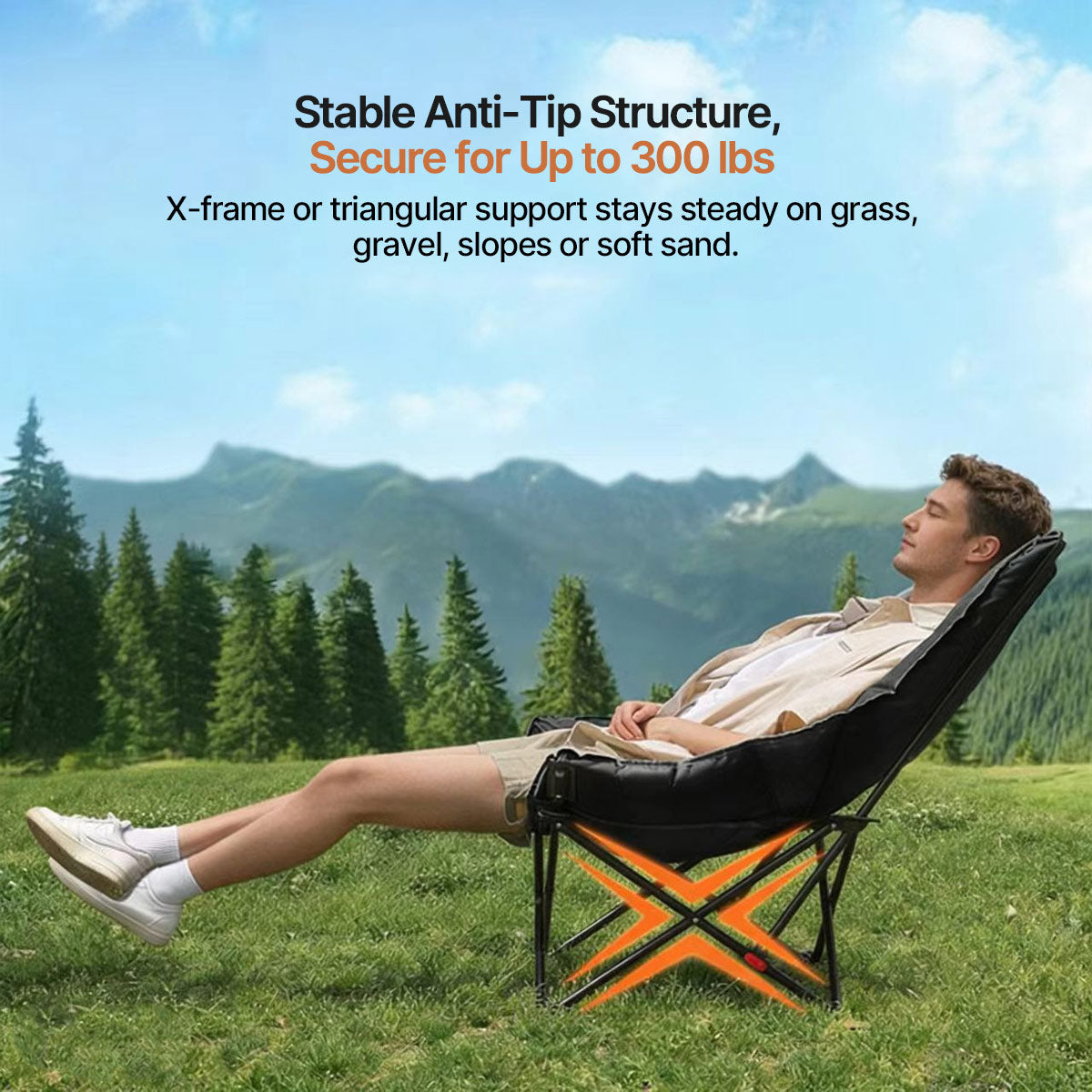 Outdoor Recliner Chair - Adjustable Gear Positions Foldable for Camping, Sports Events, Beach | Traverseon