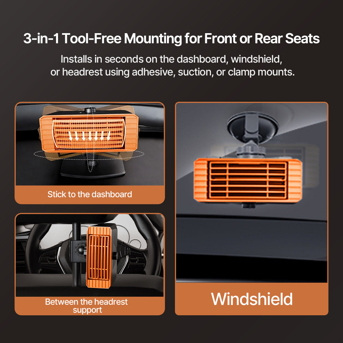 360Β° Swivel Fast-Heat Car Heater β12V/24V, Instant 80Β°C, Silent, Fire-Retardant Safety | Traverseon