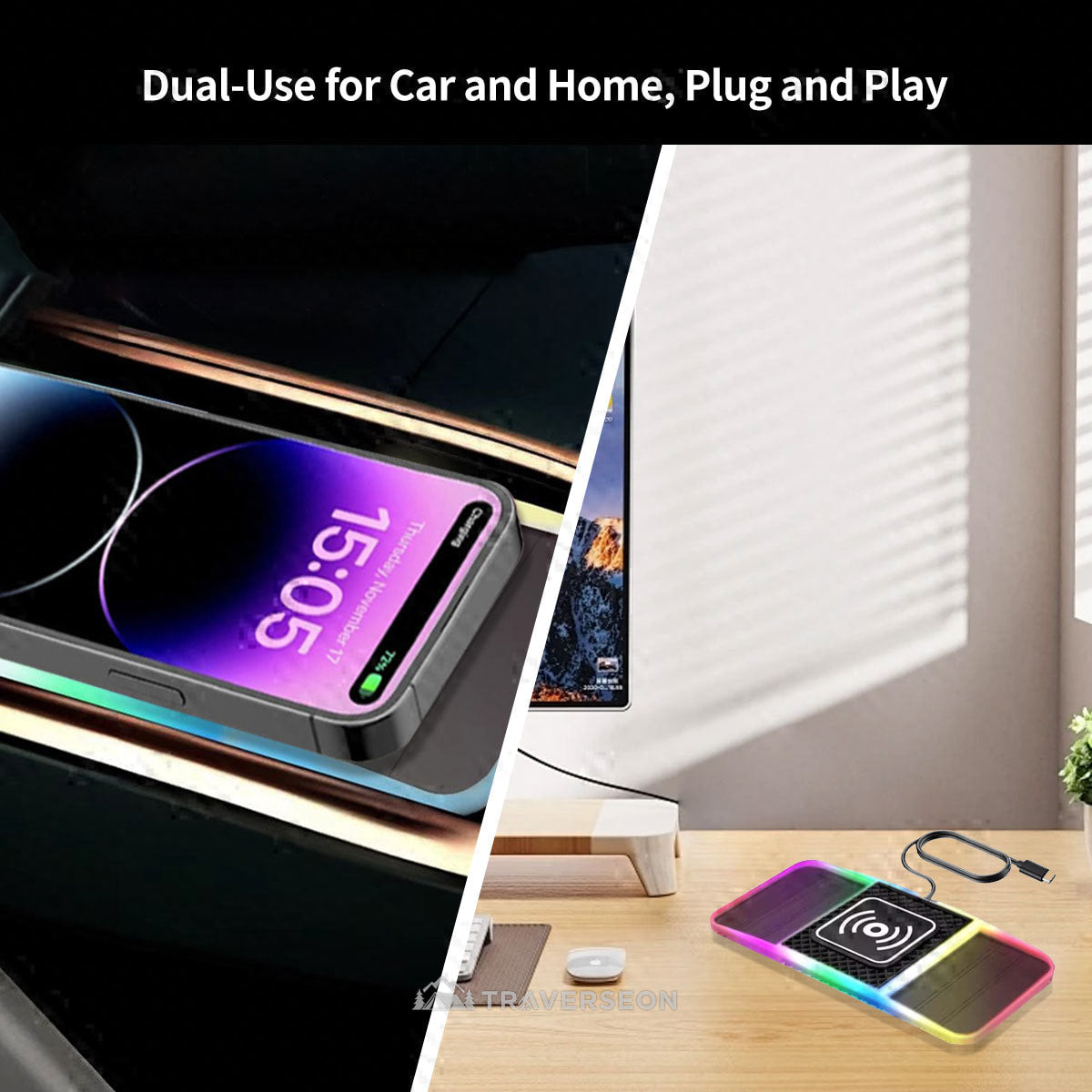 20W Wireless Car Charger Pad – Anti-Slip Fast Charging for Cars | Traverseon
