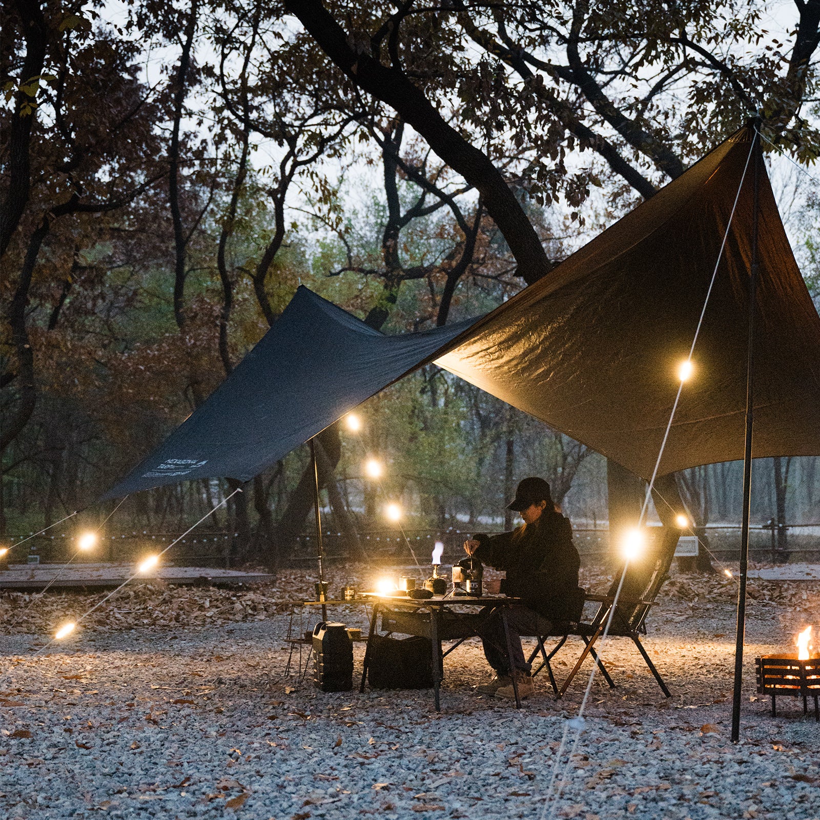 8-Piece Camping Rope Light Set with Buckles, Type-C Rechargeable, Stepless Dimming | Traverseon