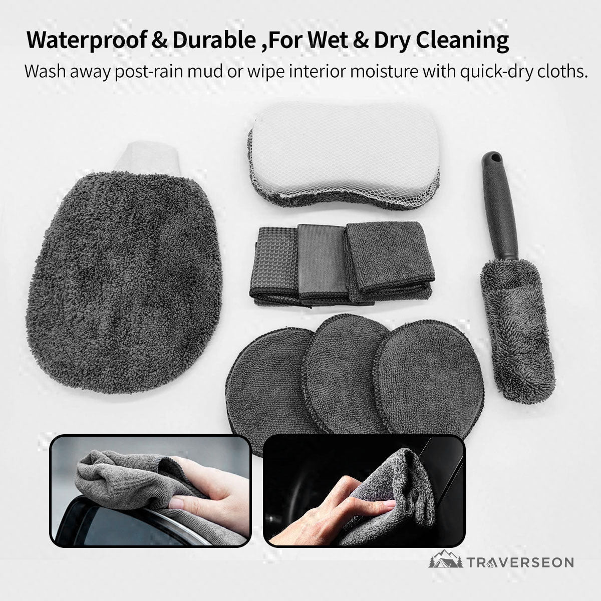 9-Piece Microfiber Car Cleaning Kit – Scratch-Free Car Detailing | Traverseon