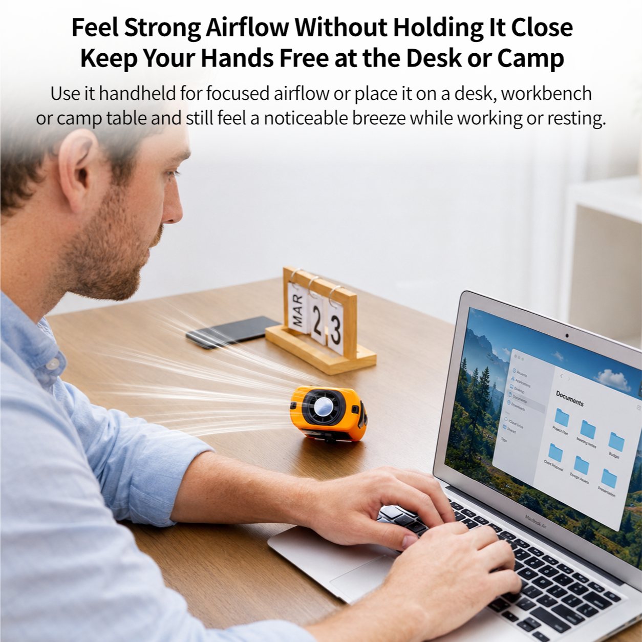 Portable Waist Fan – 8000mAh, 14,400 RPM Low-Noise, TEC Cooling & Solar | Traverseon