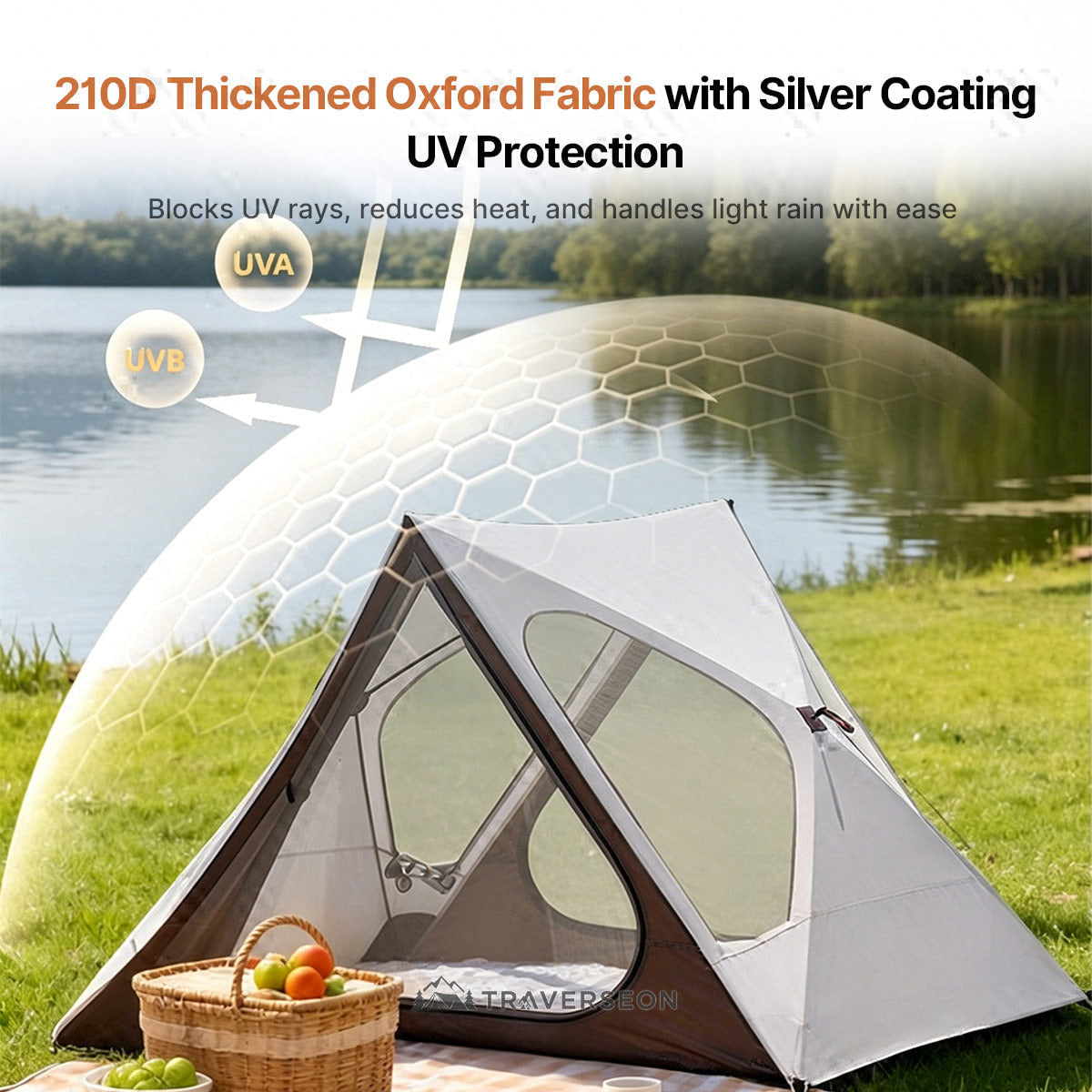 2-3 Person Pop Up Tent - UV Waterproof Triangle for Camping Beach Hiking | Traverseon