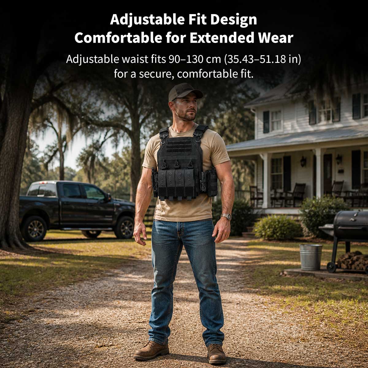 Tactical Vest MOLLE Carrier – 1000D Nylon Adjustable Military Gear Vest 38×31cm | Traverseon