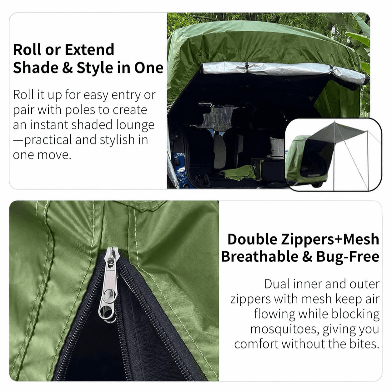 Car Camping Tent-2-3 Person Leak-Resistant SUV Tailgate Tent with Rear Awning | Traverseon