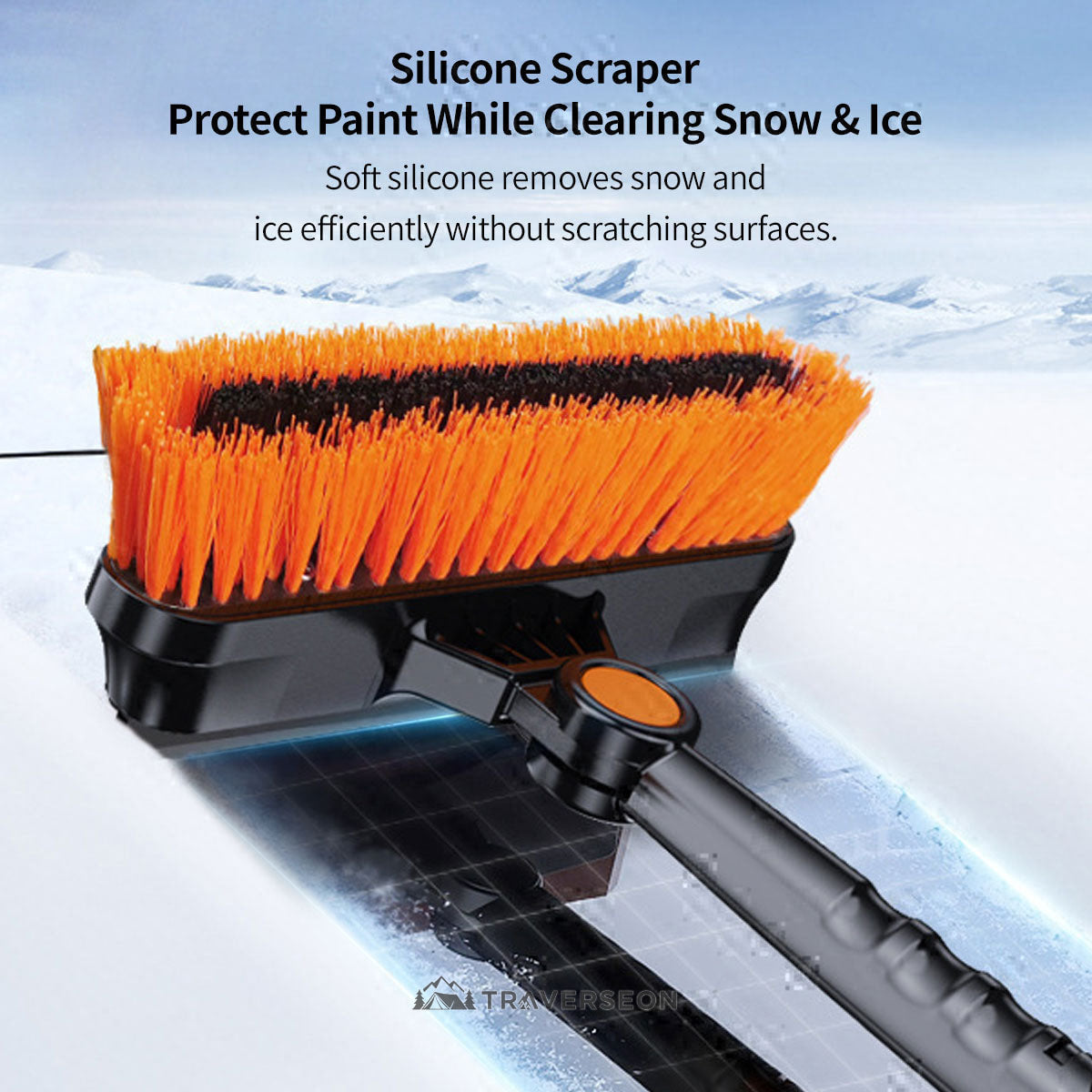 5-in-1 Car Snow Shovel & Ice Scraper - 180Β° Rotating, Extendable & Paint-Safe for Sedan, SUV, Truck| Traverseon