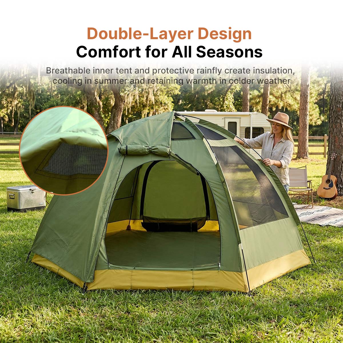 Octagon Camping Tent 3-4 Person 4 Season Waterproof Double Layer for Backpacking | Traverseon