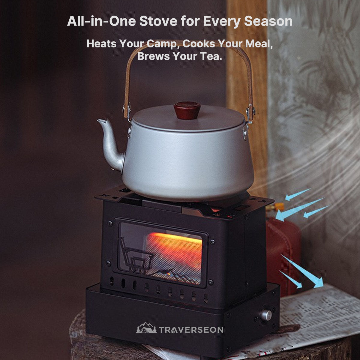 1900W Propane Camping Stove Heater – 2-in-1 Cooktop with Flame View | Traverseon