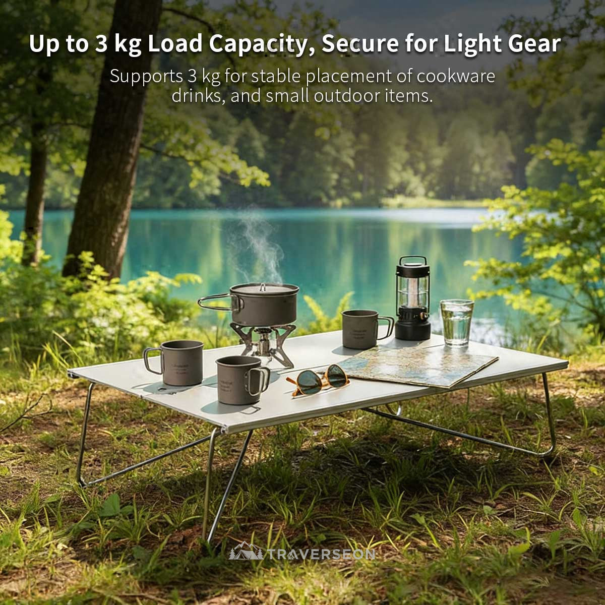 A4-Size Ultra-Light Foldable Aluminum Outdoor Table – Compact Camp Side Table | Traverseon