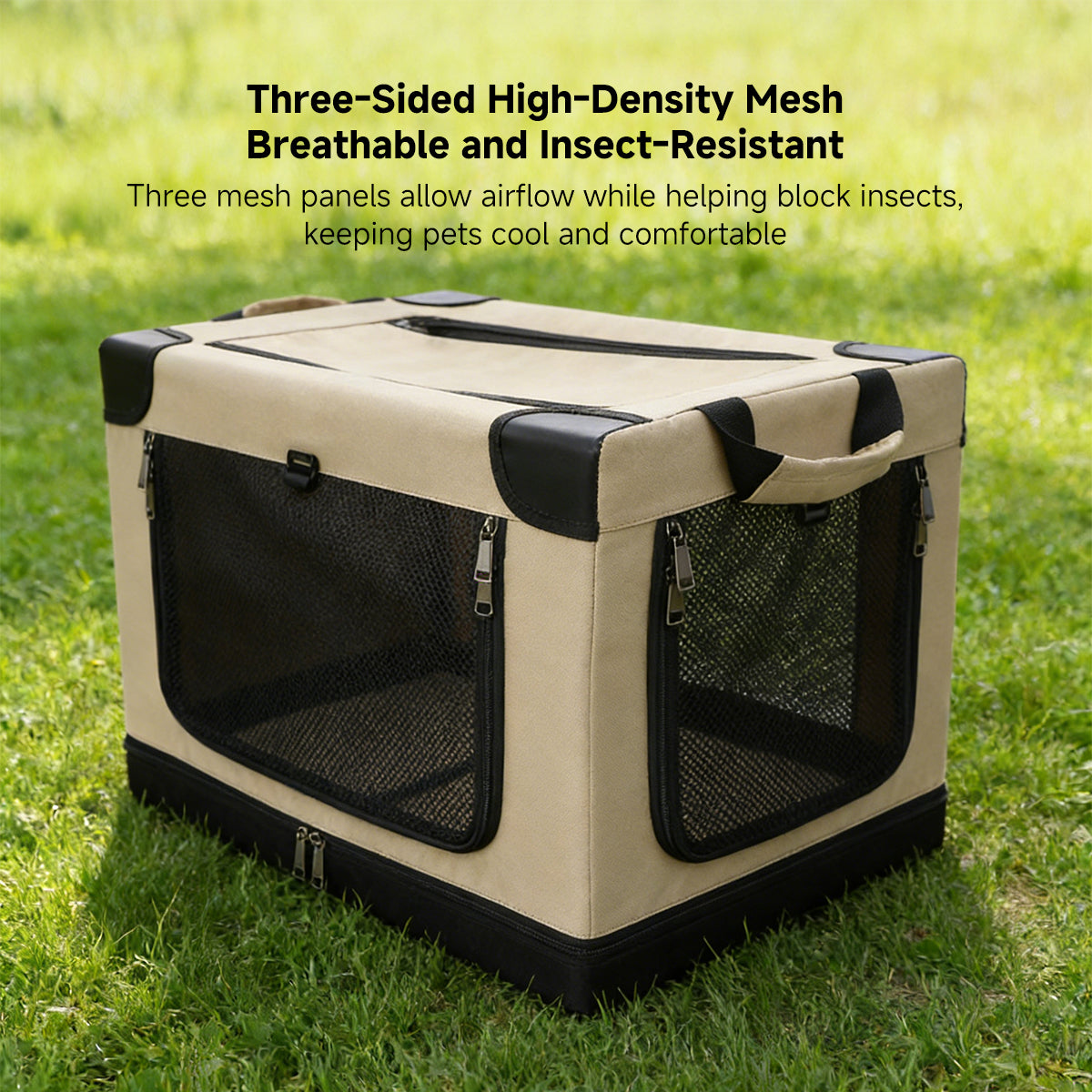 Foldable Soft Dog Crate - 3 Sizes Reinforced Frame Waterproof Oxford Crate for Car Trips & Indoor Storage | Traverseon
