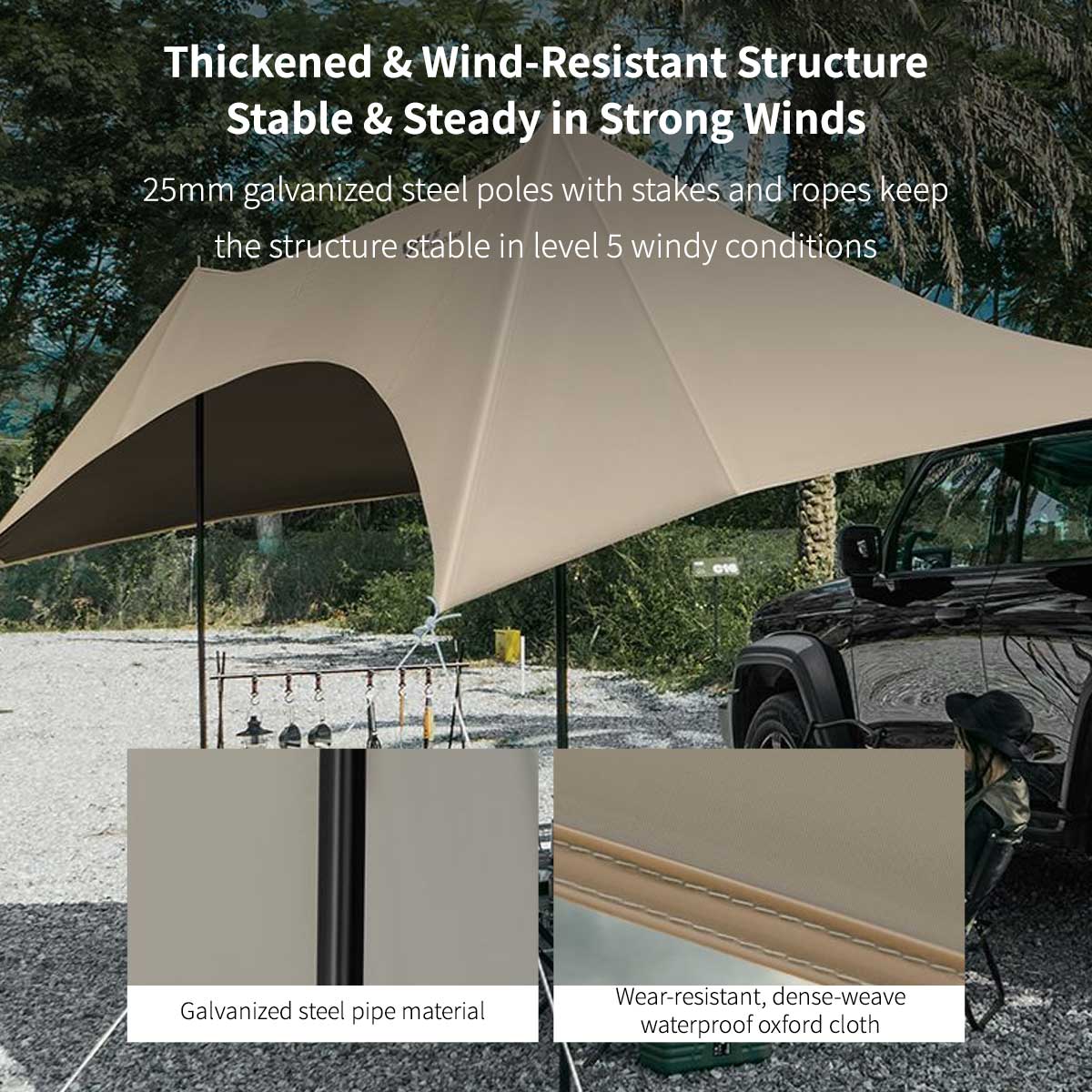 Car Side Awning – UPF50+ Waterproof Suction Mount Shade for SUV RV | Traverseon