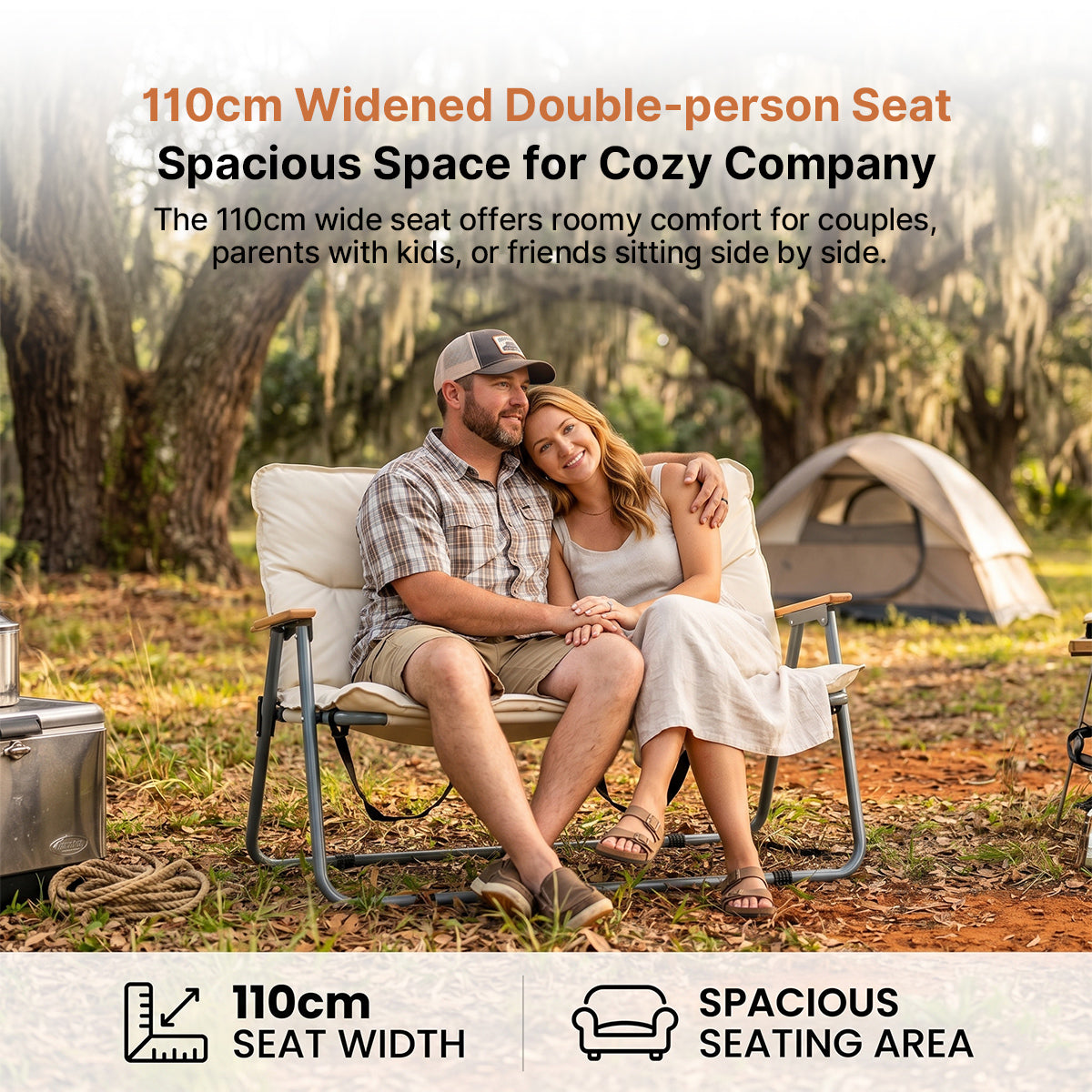 2-Person Padded Camping Loveseat – Foldable Outdoor Chair | Traverseon