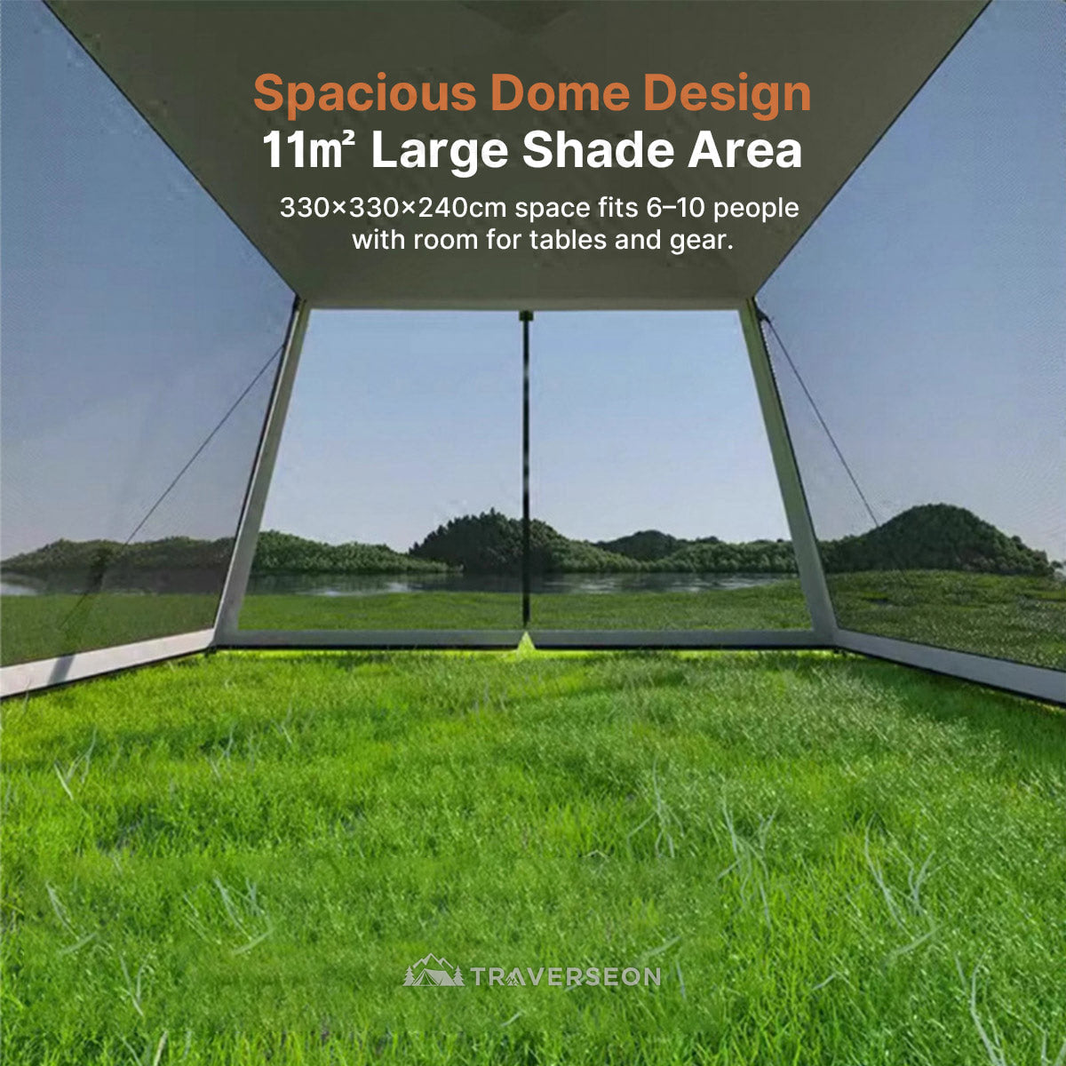 6-10 Person Portable Camping Screen Tent - UV & Bug Proof Canopy Shelter | Traverseon