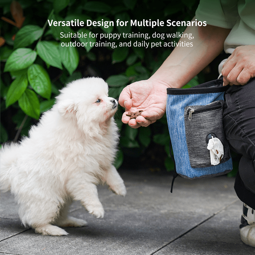 Lightweight Linen Dog Treat Pouch with Poop Bag Dispenser - Multi-Pocket for Puppy Training & Walks | Traverseon