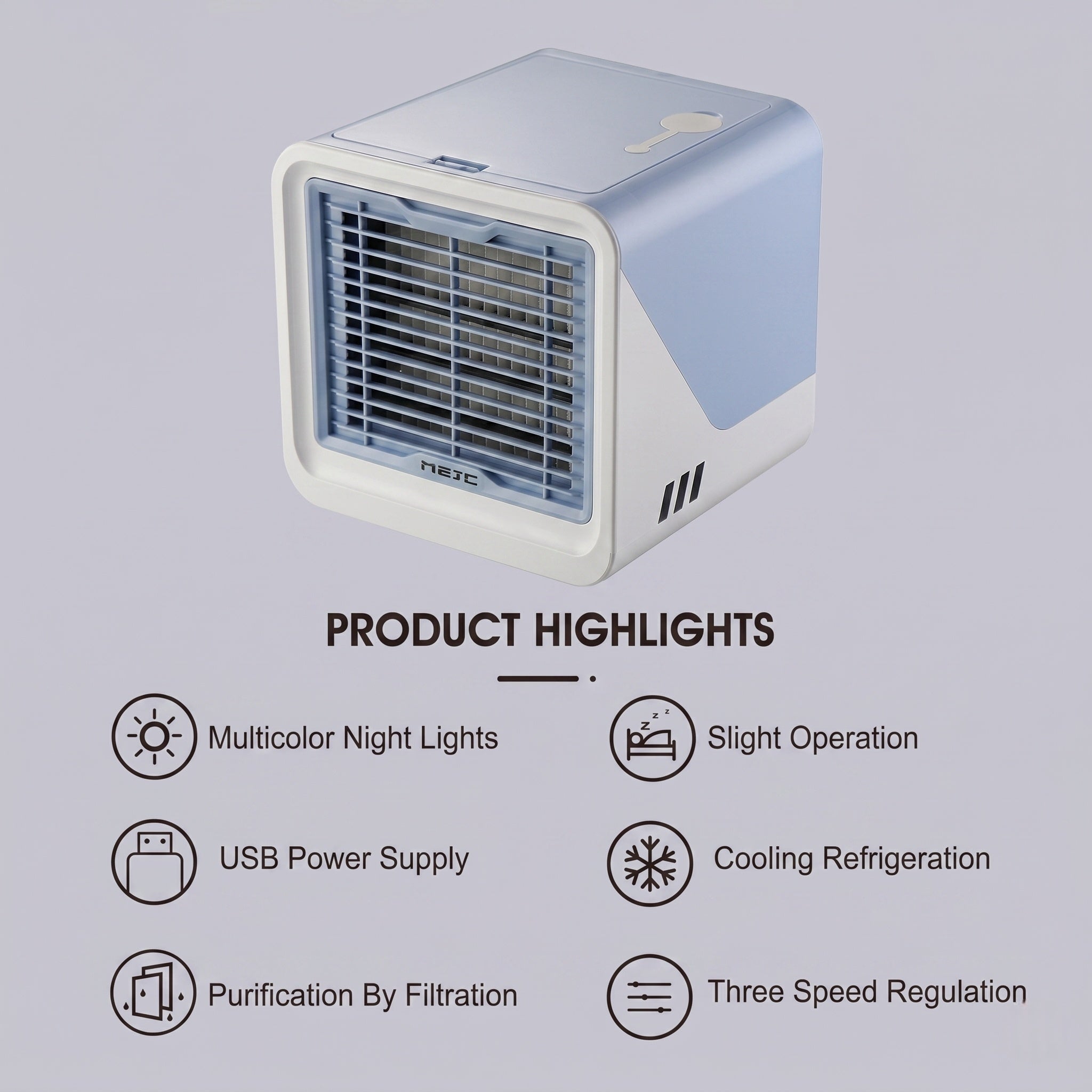 Mini Air Conditioner Fan – USB Portable Evaporative Cooler with Night Light | Traverseon