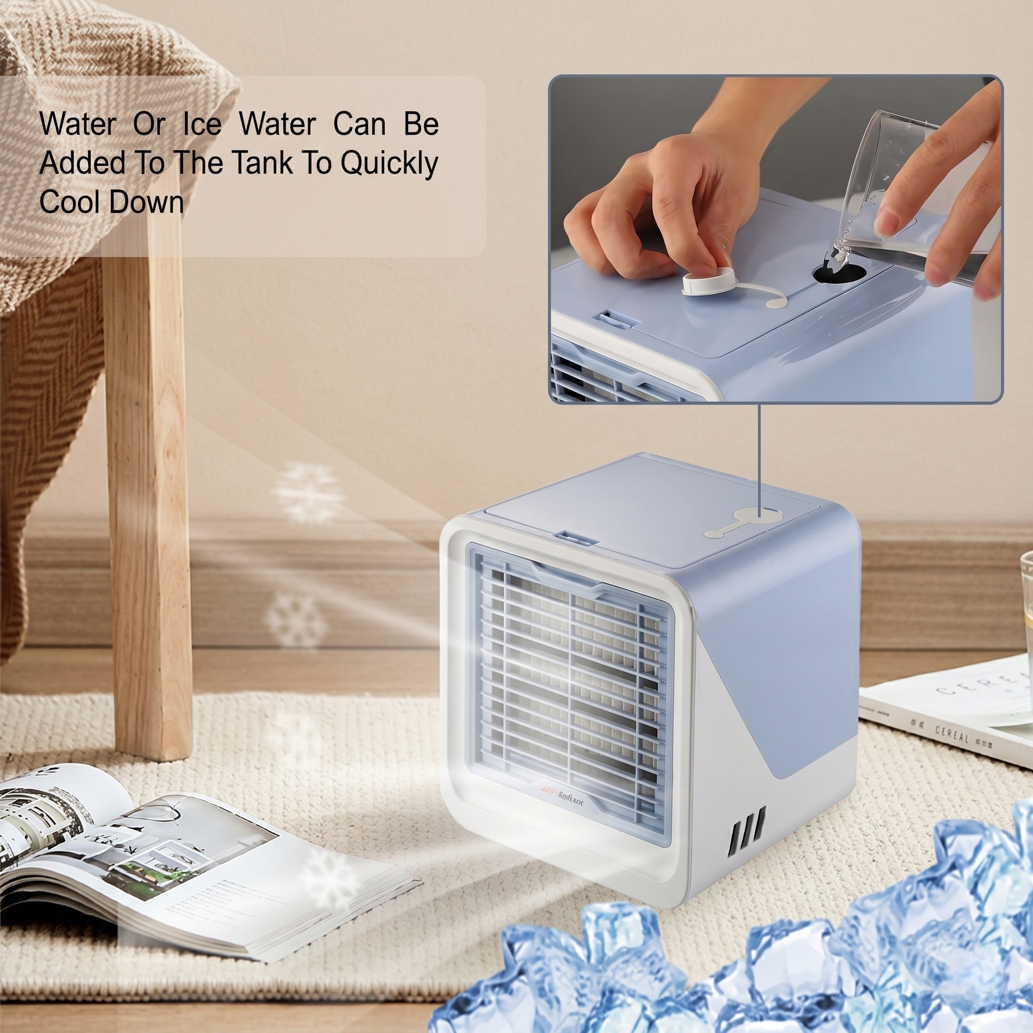 Mini Air Conditioner Fan – USB Portable Evaporative Cooler with Night Light | Traverseon