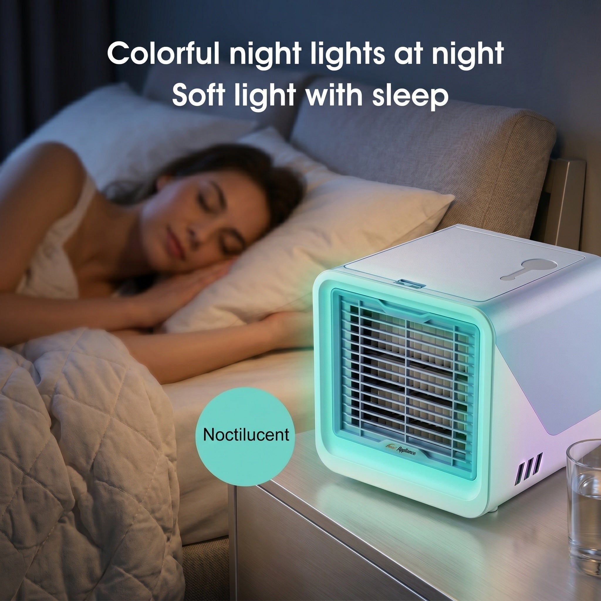 Mini Air Conditioner Fan – USB Portable Evaporative Cooler with Night Light | Traverseon