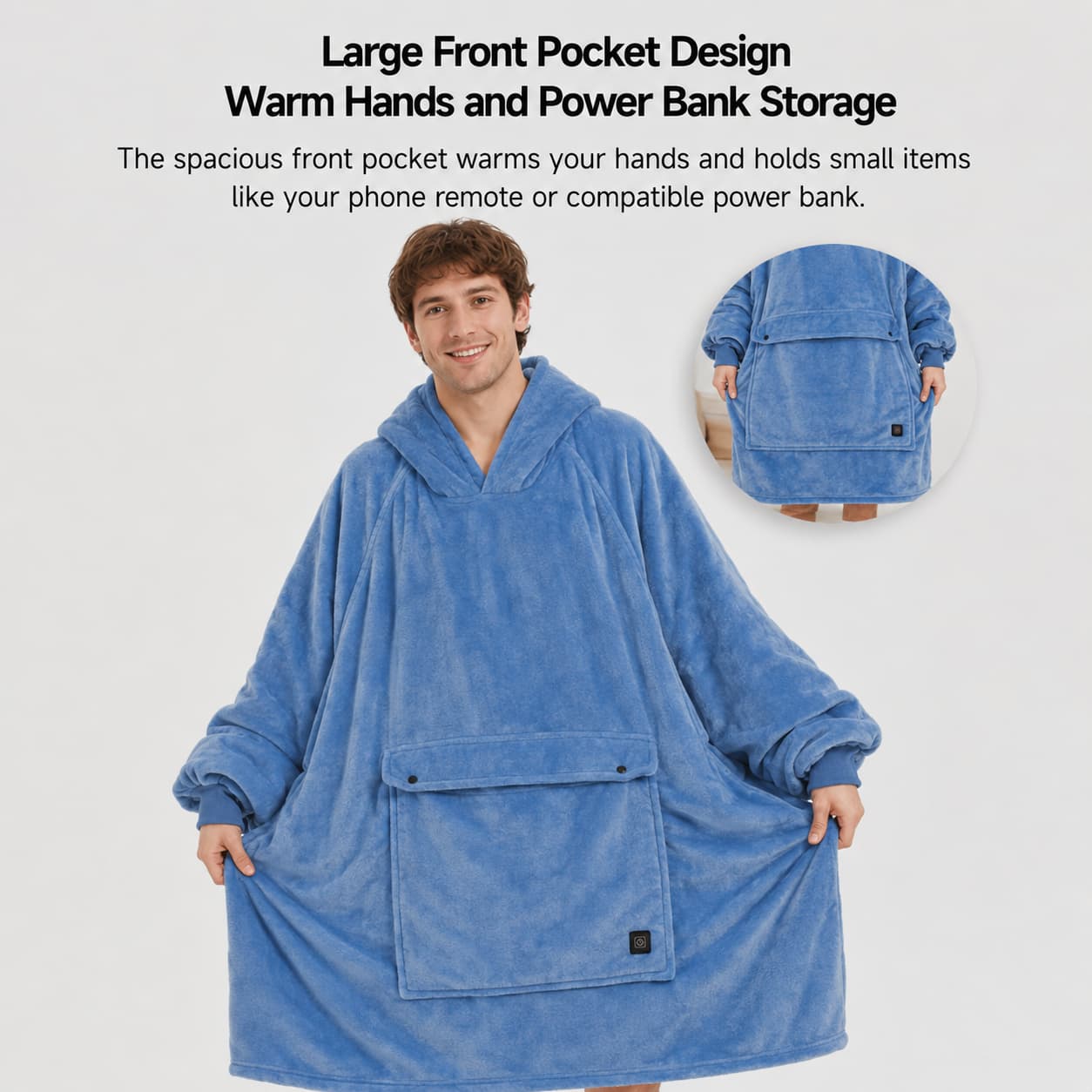 USB Heated Wearable Blanket Hoodie – 3-Zone Flannel Warmth | Traverseon