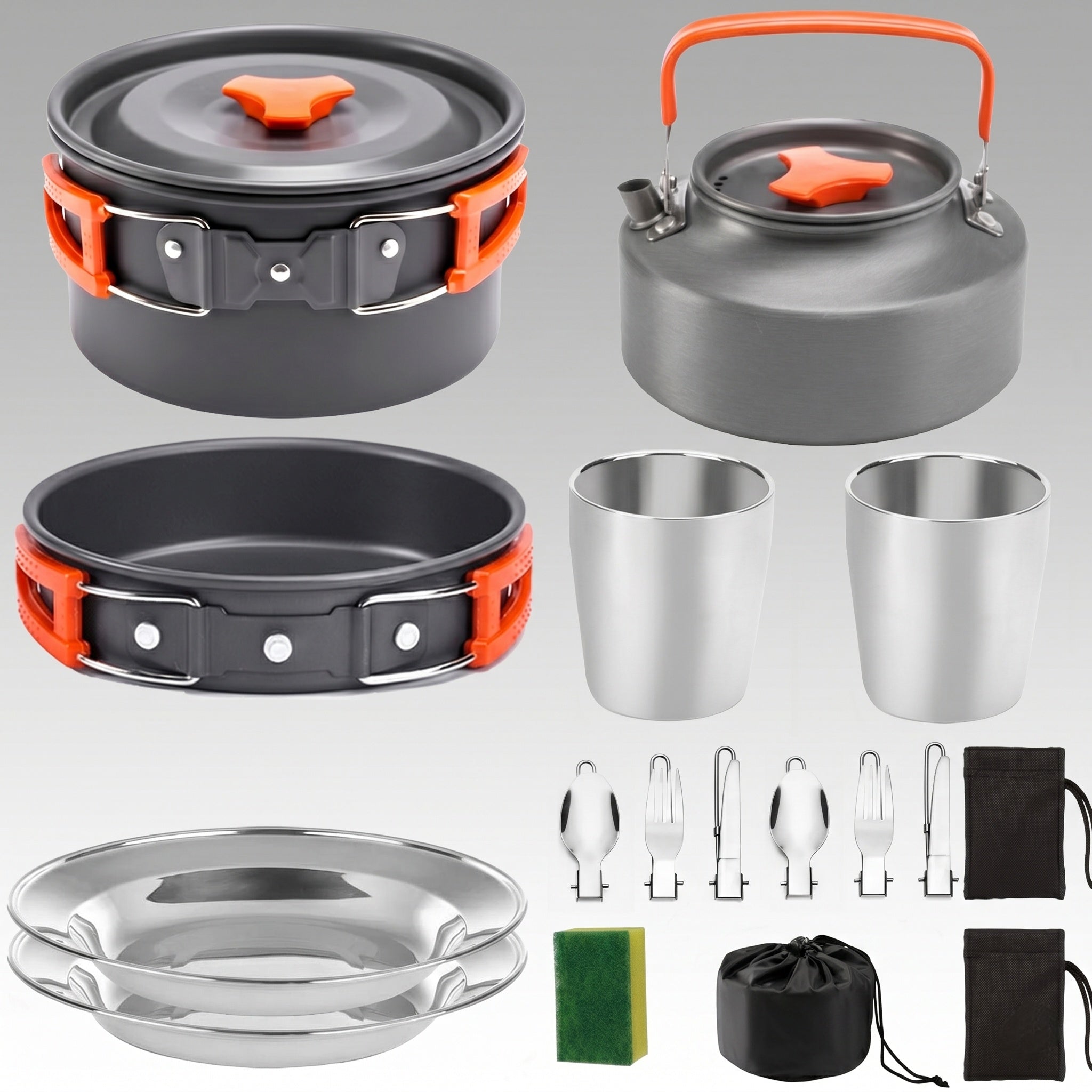 Camping Cookware Set – 2-3 Person Outdoor Pots & Tableware | Traverseon