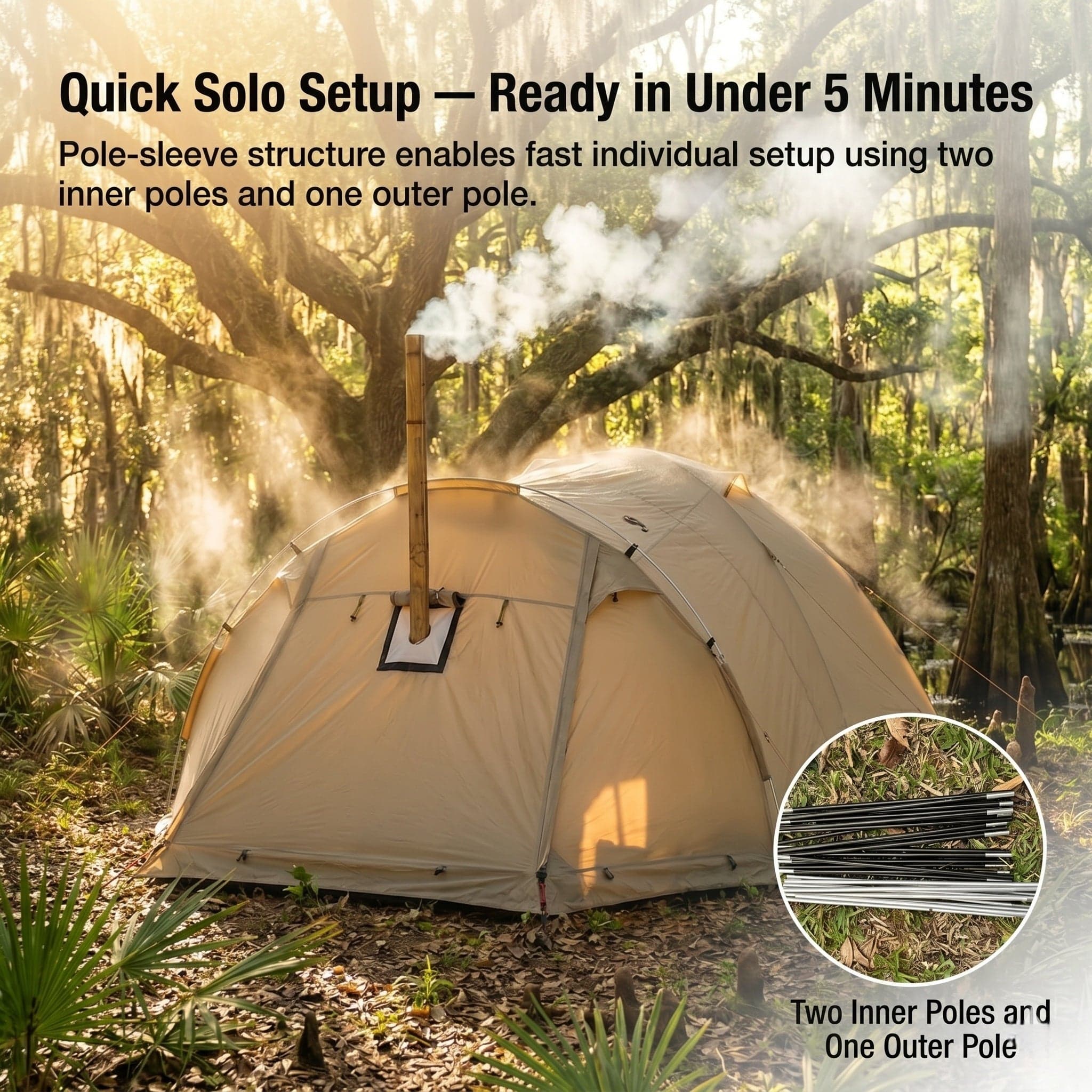 All-Season Family Hot Camping Tent with Stove Jack