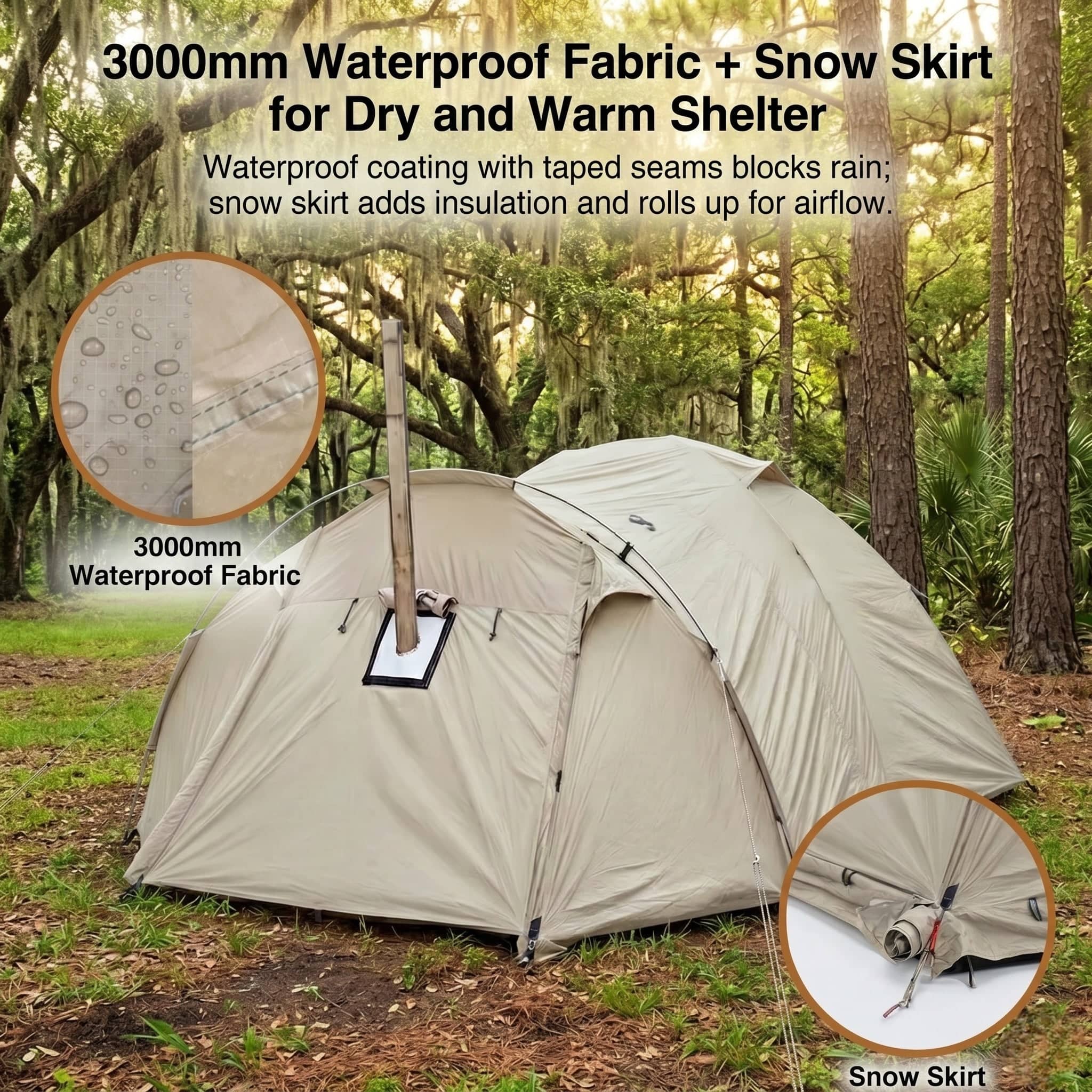 All-Season Family Hot Camping Tent with Stove Jack