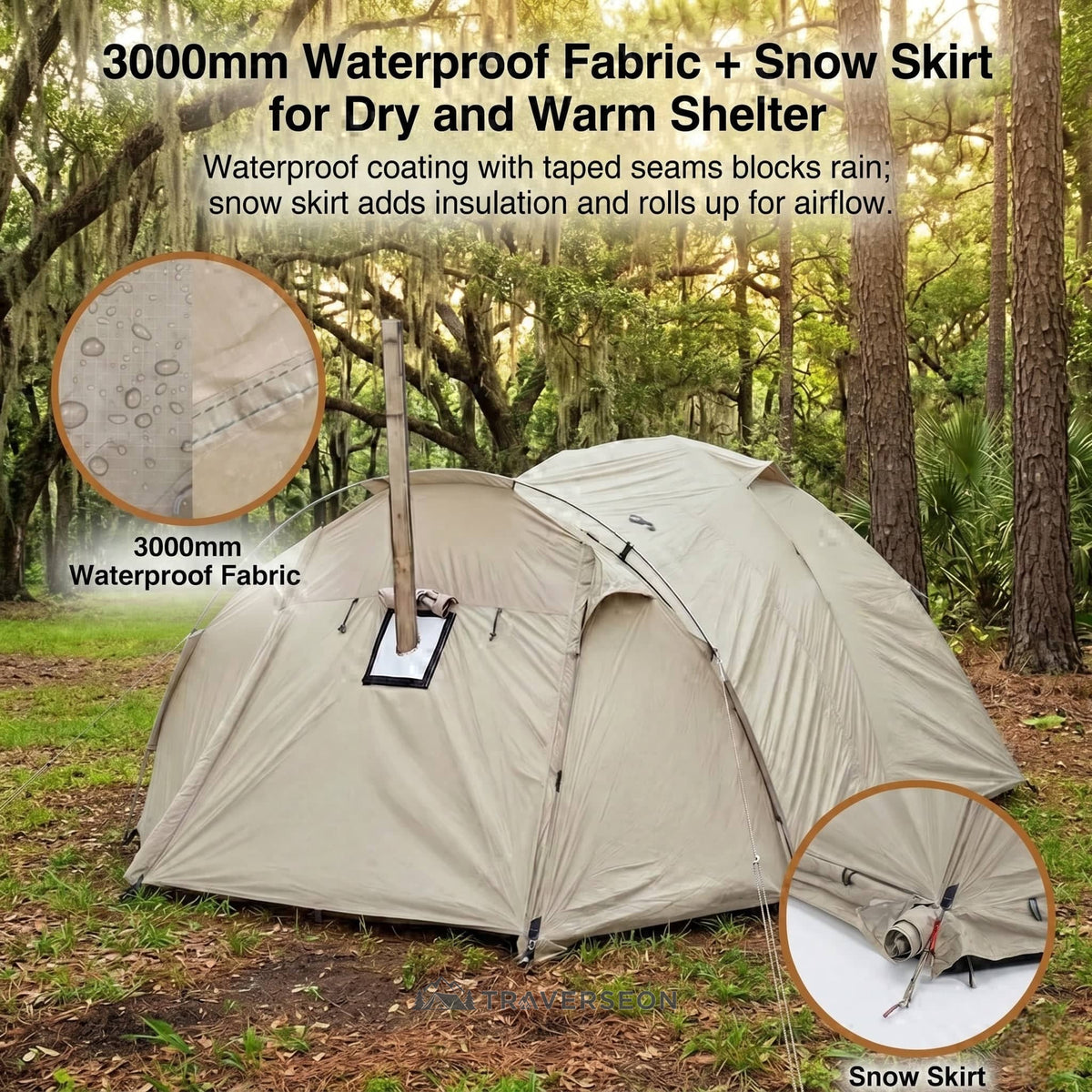 All-Season Family Hot Camping Tent with Stove Jack