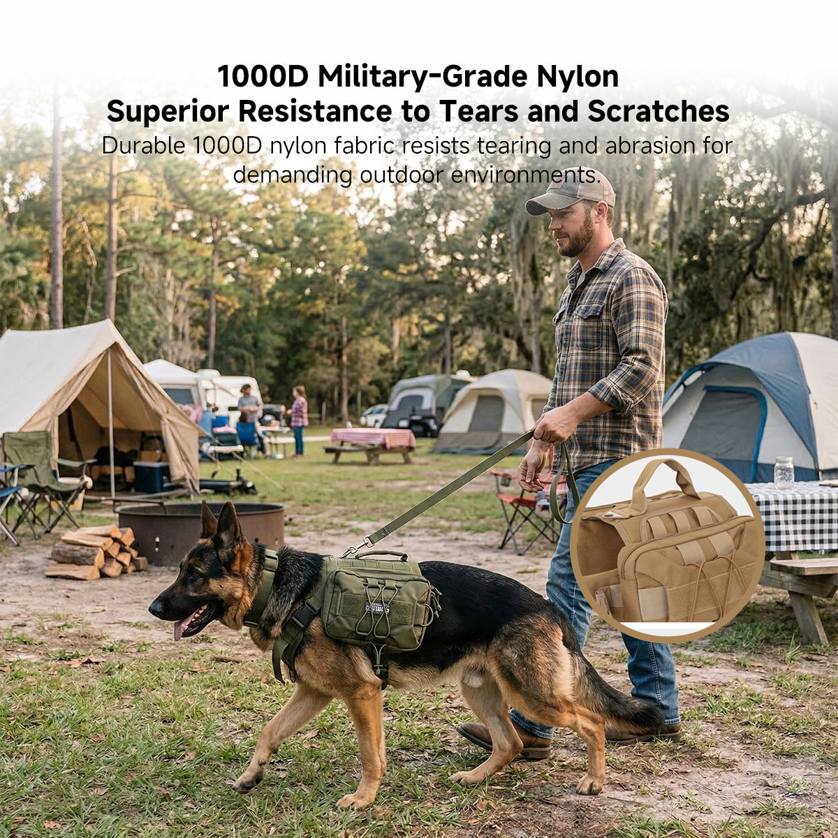 Tactical No-Pull Dog Harness Vest (Medium/Large) - 1000D Nylon, Anti-Lunge for Training & Hiking | Traverseon