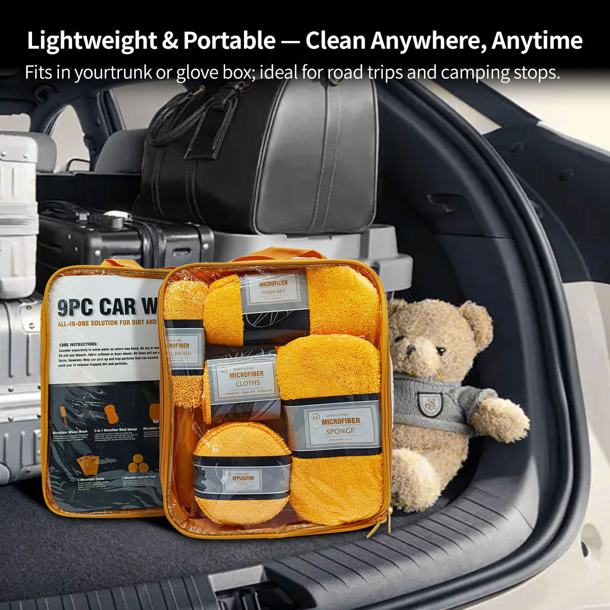 9pc microfiber car cleaning kit – Car Wash & Detailing Kit with Scratch-Free Tools | Traverseon
