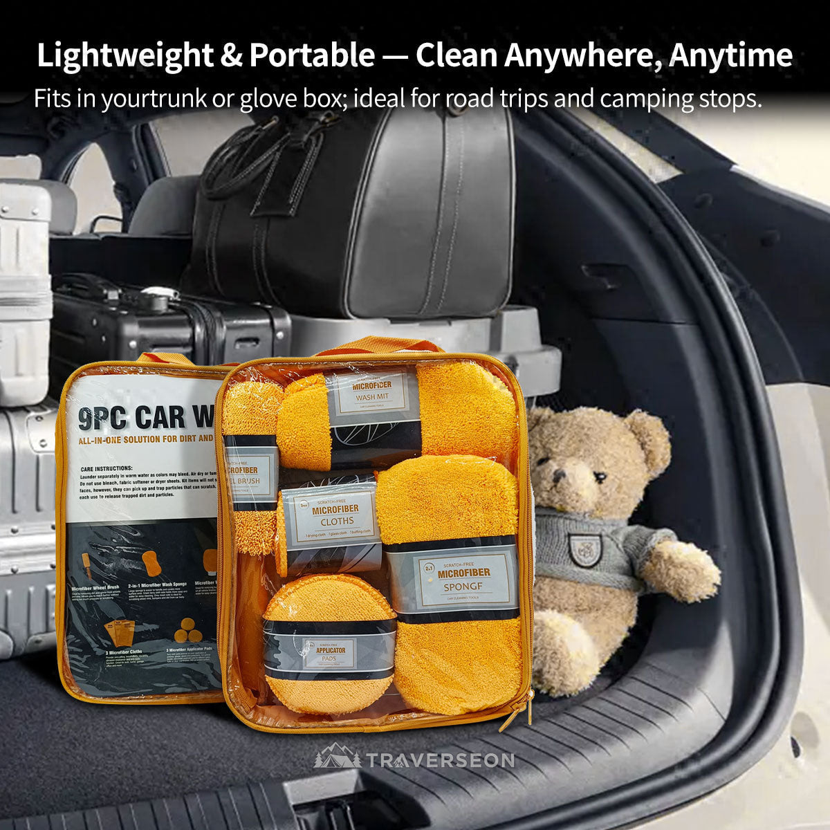 9-Piece Microfiber Car Cleaning Kit – Scratch-Free Car Detailing | Traverseon