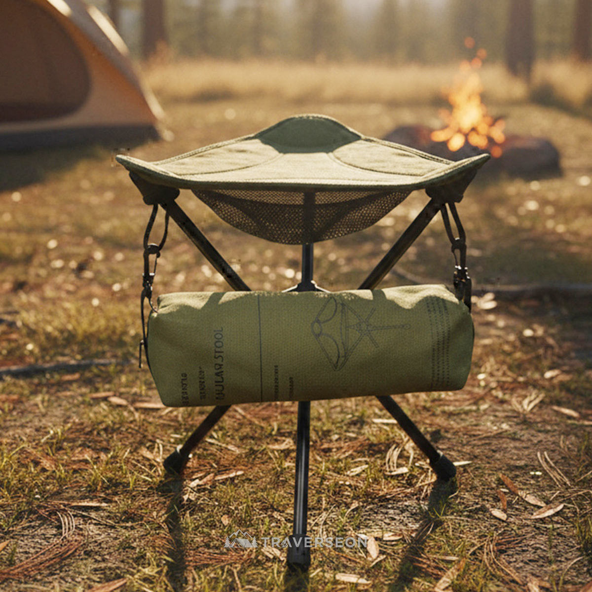 360° Swivel Hunting Stool – Portable Folding Camping Stool | Traverseon
