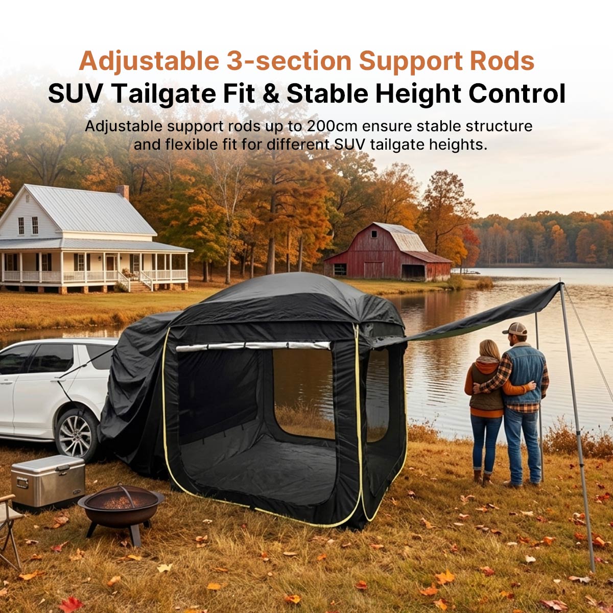 SUV Car Camping Tailgate Tent, Easy Setup Weatherproof & Roomy Extension, Family Camping & Outdoor Use | Traverseon