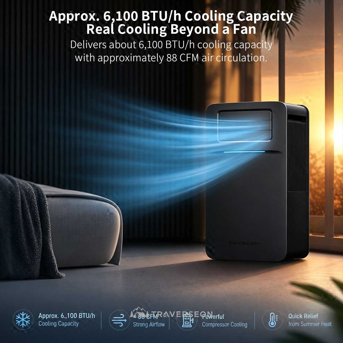 6100 BTU Portable Air Conditioner – 110V Camping RV AC | Traverseon